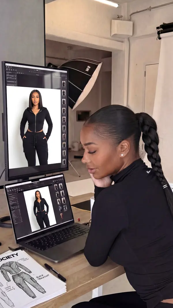 Founder retouching product photos in studio